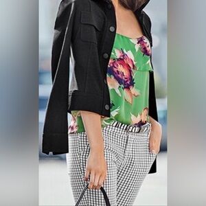 CAbi Bloom Cami 3264 size medium Green Floral Ruffle Camisole